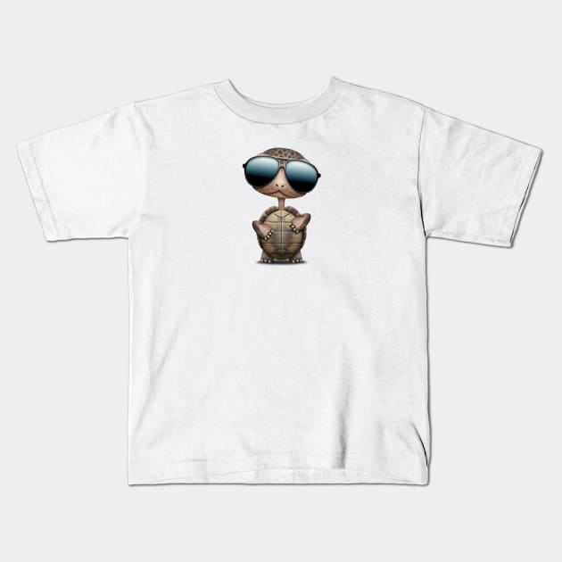 Cool Baby Turtle Wearing Sunglasses Kids T-Shirt by jeffbartels